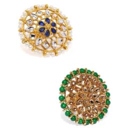 Zaveri Pearls Multicolor Alloy Cocktail Ring - Set of 2-34