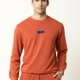 Rare Rabbit Brown Cotton Regular Fit Solid Sweatshirt-image-60