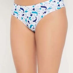Clovia Cotton Pack of 3 Low Waist Printed Thong with Inner Elastic image 3