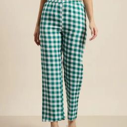 Qurvii Green Check Trousers-image-47