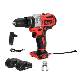 RUSTEZE Cordless Drill with Impact 0-450/0-1700 RPM 21 V 2.0 Ah Battery Red & Black, RZ-21V-33