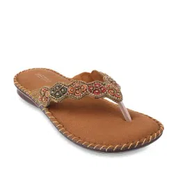 Metro Women's Antique Gold Thong Wedges-picture-10