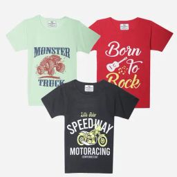 Vimal Jonney Boys Multicolor Printed T-Shirt (Pack Of 3)-picture-10