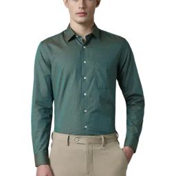 Louis Philippe Green Cotton Slim Fit Printed Shirt-picture-11