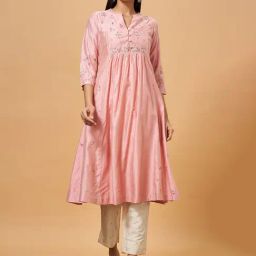 Marigold Lane Pink Embroidered A Line Kurta-image-48