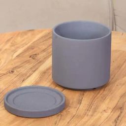 Mason Home Mulu Textured Grey Pot With Plate - Large-image-40