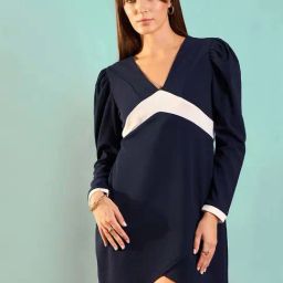 Rare Navy Color-Block Shift Dress-image-24