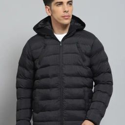 Monte Carlo Black Regular Fit Quilted Hooded Jacket-12