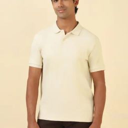 Allen Solly Beige Cotton Regular Fit Texture Polo T-Shirt-image-98