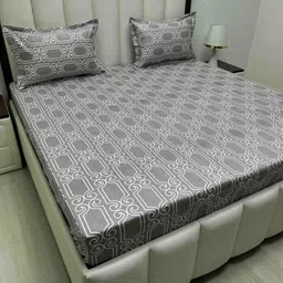 Pure Decor Purple & White Ethnic Motifs 260 TC Queen Bedsheet with 2 Pillow Covers-picture-49