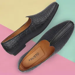 FAUSTO Men Black Mojaris-image-53