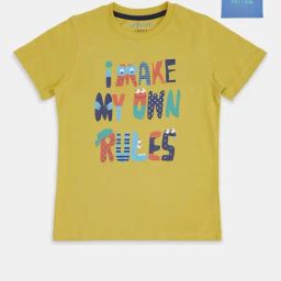 Pantaloons Junior Yellow & Blue Cotton Printed T-Shirts-picture-29