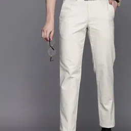 Louis Philippe Beige Slim Fit Trousers-picture-17