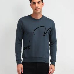 Arrow New York Grey Cotton Regular Fit Printed Sweatshirt-picture-18