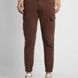 Peter England Brown Cotton Regular Fit Joggers-image-18