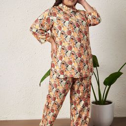 AUSTIVO Printed Polo Collar Top With Trousers Co-Ords Set-image-93