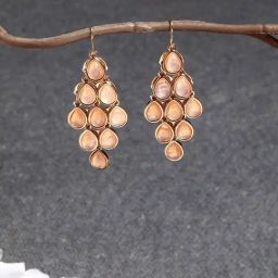 Accessorize London Pale Pink Stone Tassle Long Dangler Earring-31