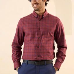 ANDAMEN Red Regular Fit Check Shirt-picture-21