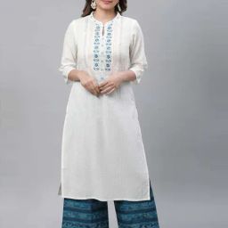 Aurelia White Embroidered Straight Kurta-image-51