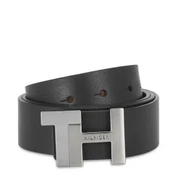 TOMMY HILFIGER Black & Tan Skive Leather Reversible Belt-image-56