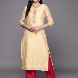 Libas Peach Embroidered Straight Kurta-image-54