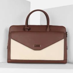 Van Heusen Brown Color Block Laptop Bag-10