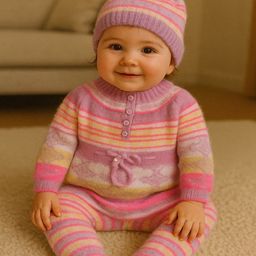 LeafBird Infants 4Pc Printed Sweater With Trousers & Booties & Caps Gift Set-40