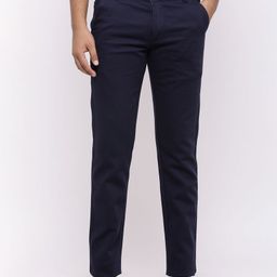 Nation Polo Club Men Navy Blue Skinny Fit Solid Chinos-image-73