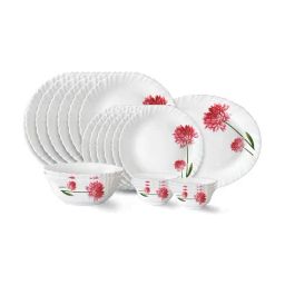 Larah by Borosil White Belle Fluted Opalware 21 Piece Dinner Set-3