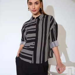 Globus Black Regular Fit Striped Shirt-image-84