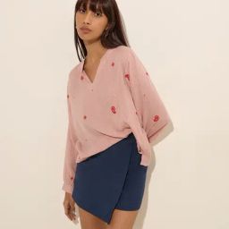 Bombay Paisley by Westside Pink Paisley Embroidered Cotton Top-image-75