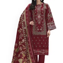DRAVINAM Trends Embroidered Pure Cotton Unstitched Dress Material-picture-38