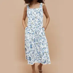 Colour Me By Melange White Cotton Regular Fit Printed Dress-picture-12