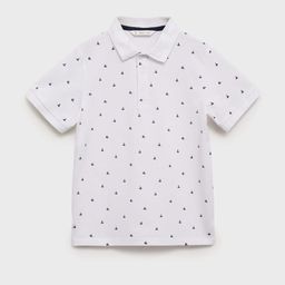 Mango Kids Boys Micro Print Polo Collar Pure Cotton T-shirt-image-56