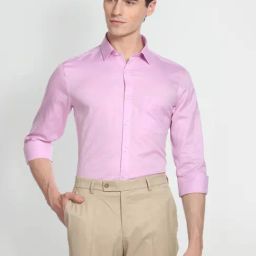 Arrow Pink Cotton Slim Fit Shirt-picture-9