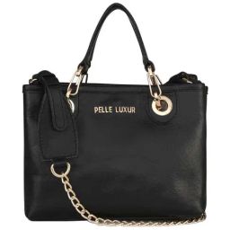 PELLE LUXUR Black Solid Medium Handbag-36