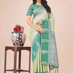 Mitera Woven Design Zari Silk Blend Designer Saree-15