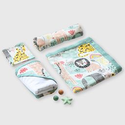 cocoon care Infants 4-Piece Printed Pure Cotton Baby Apparel Gift Set-image-46