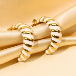 Rukhmani Gold Plated Contemporary Half Hoop Earrings-image-75
