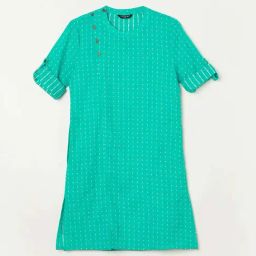 Melange by Lifestyle Kids Aqua Blue Cotton Printed Full Sleeves Kurta-picture-35