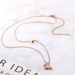 DressBerry Rose Gold-Plated Butterfly Shaped Pendant With Chain-picture-18
