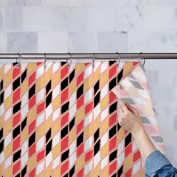 ArtzFolio Yellow & Red Printed Waterproof Shower Curtain-image-99