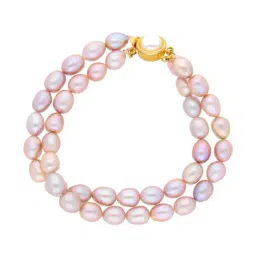 Sri Jagdamba Pearls Pink & Pearl White Alloy Classic Bracelet-22