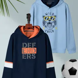 HELLCAT Kids Navy & Sky Blue Printed Full Sleeves Sweatshirt (Pack Of 2)-image-84