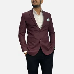 GARGIAN Master Cut Men Maroon Notched Lapel Blazer-picture-15