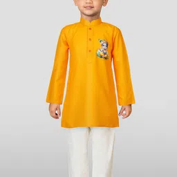 JBN Creation Boys Quirky Printed Band Collar Regular Kurta With Pyjamas-image-11
