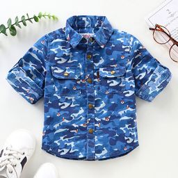 Babyhug FullSleeves Printed Shirt - Blue-image-49