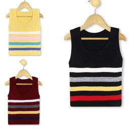 KNITCO Pack Of 3 Striped Vest Sweaters - Black Maroon Yellow-image-7