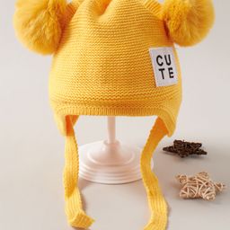 Babyhug Pom Pom Acrylic Woollen Cap Small Size - Yellow-image-47
