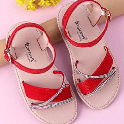 Cute Walk by Babyhug Buckle Closure Sandals with Stud Detailing - Red-image-85